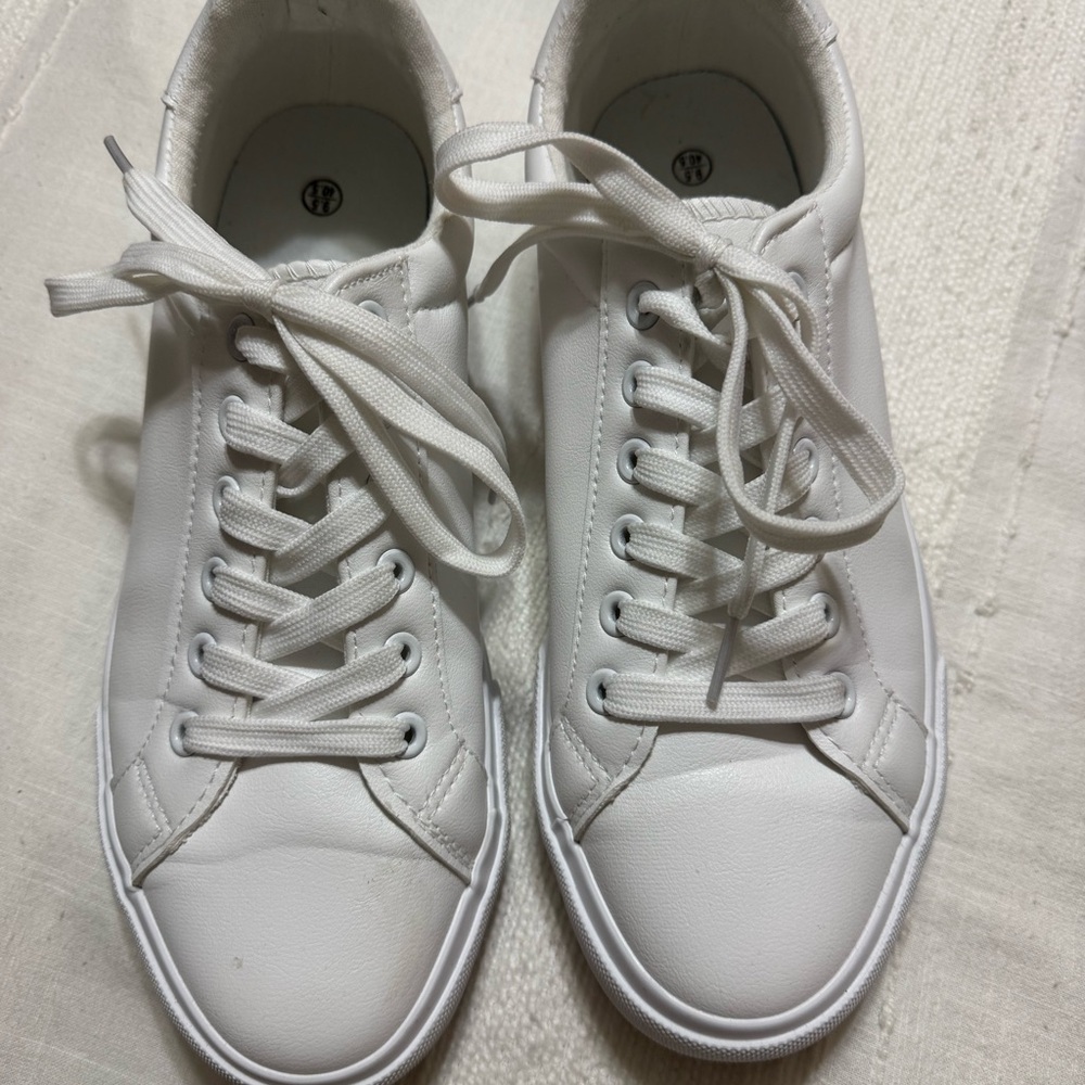 White Lace-Up Sneakers